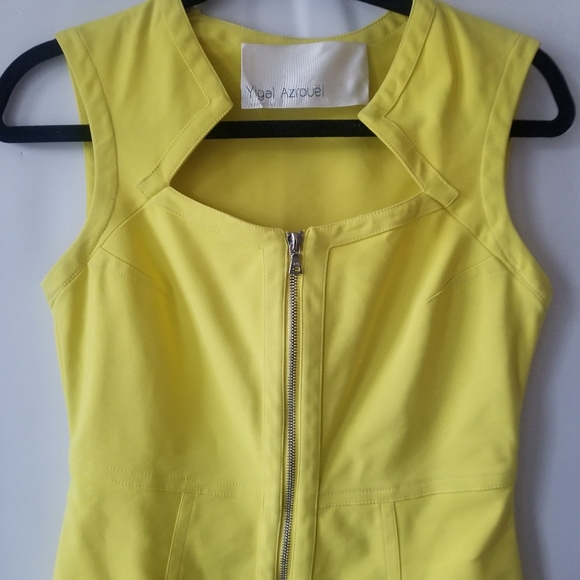 Yigal Azrouel Yellow Geometric Zipper Dress Size 6 - Picture 6 of 11